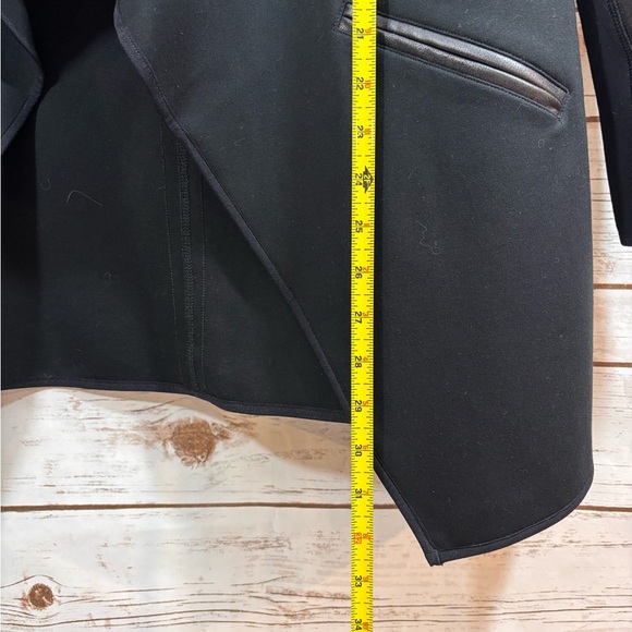 SPANX Black Drape Front Faux Leather Jacket - Picture 12 of 13